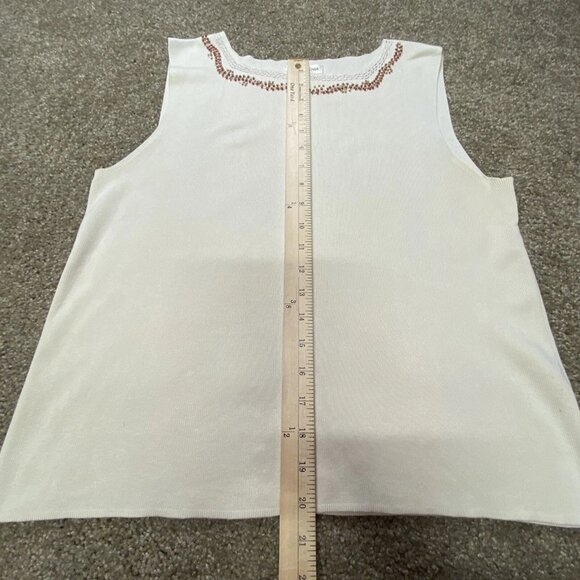 Coldwater Creek Beaded Neckline Tank Top Silk Blend Large Cream Sophisticated - Picture 8 of 12